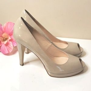 Calvin Klein Sandie Patent Peep Toe Heels 10 M